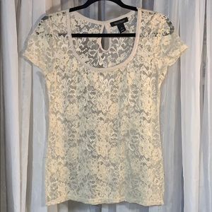 White House Black Market; Lace Blouse